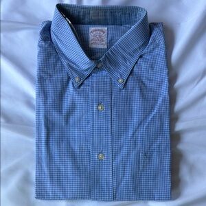 Brooks Brothers Blue Micro-Check Button-Down Dress Shirt
